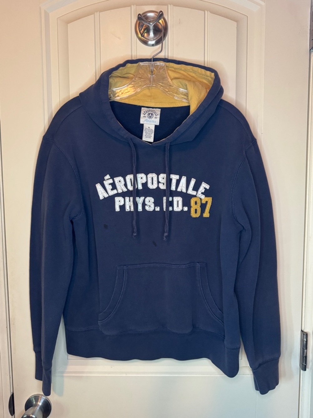 Aéropostale Navy Hoodie with Yellow Lining